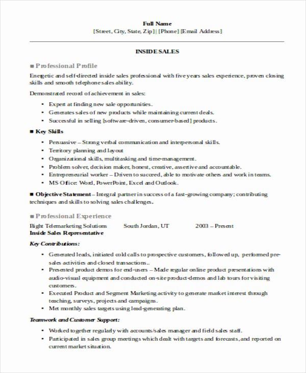 Resume for Sales Representative Position Unique 30 Printable Sales Resume Templates Pdf Doc