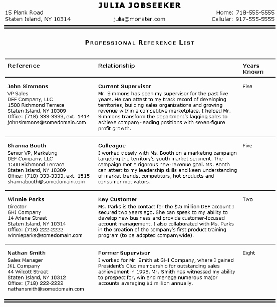 Resume Reference Sheet Example New Reference List Tips Resumepowerresumepower