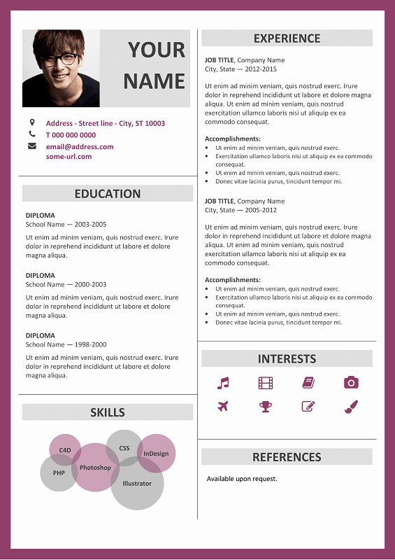 Resume Template Microsoft Word 2003 Awesome Fitzroy Modern Border Resume Template