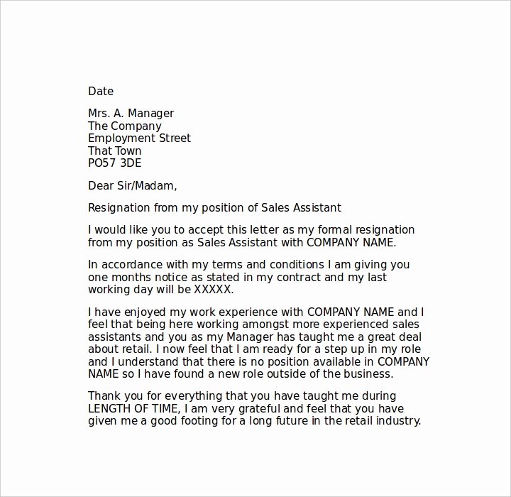 Retail Letter Of Resignation Beautiful 19 Resign Letter format Templates Free Pdf Doc format