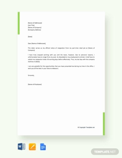 Retail Letter Of Resignation New 6 Retail Resignation Letter Templates Google Docs Word