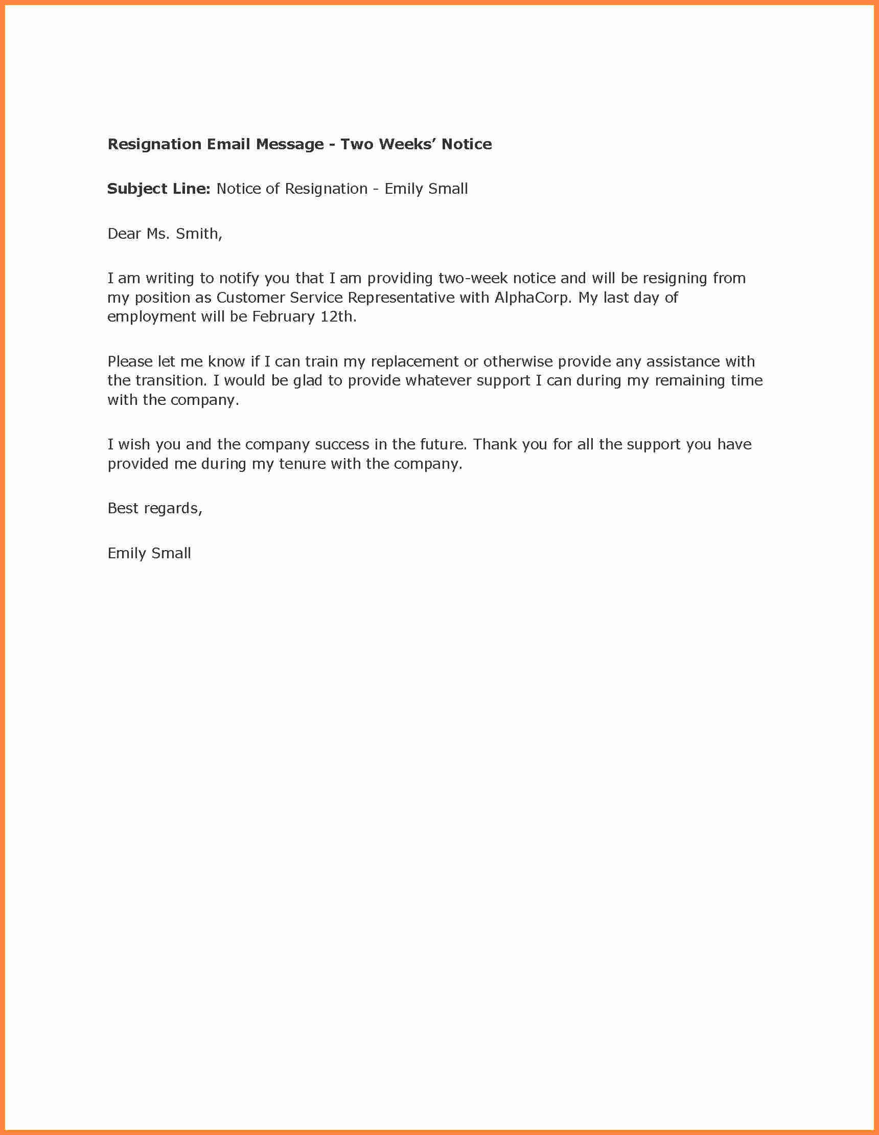 Retail Letter Of Resignation New 9 2 Weeks Notice Letter Sample Retail