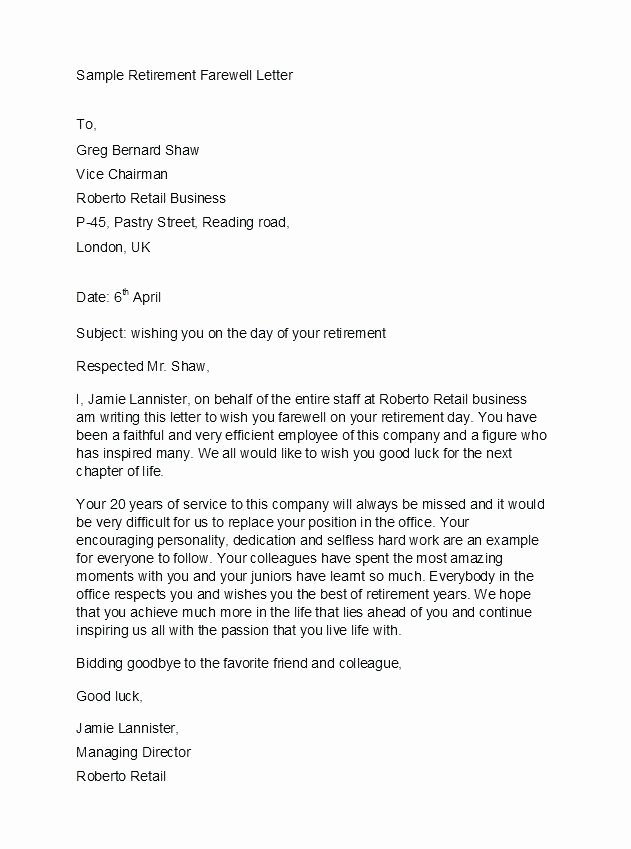 Retirement Goodbye Letter to Coworkers Lovely Retirement Farewell Letter to Coworkers – Elisabethnewton