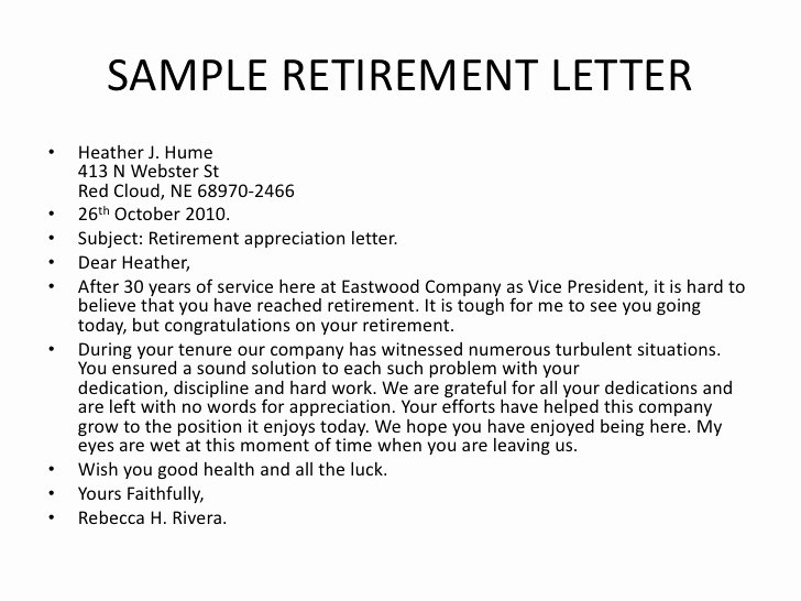 Retirement Letter Of Appreciation Inspirational Bsnsletters