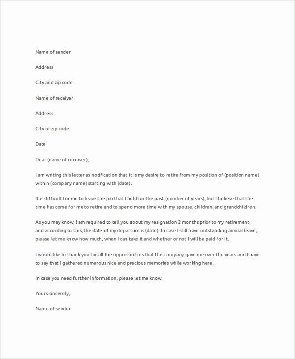 Retirement Letter Of Resignation Beautiful Sample Letter Of Resignation 7 Examples In Word Pdf