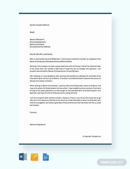 Retirement Letter Of Resignation Best Of 10 Sample Retirement Resignation Letters Pdf Word