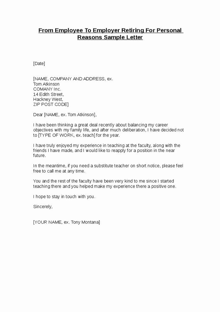 Retirement Letter to Employer Inspirational Letter to Human Resources From Employee