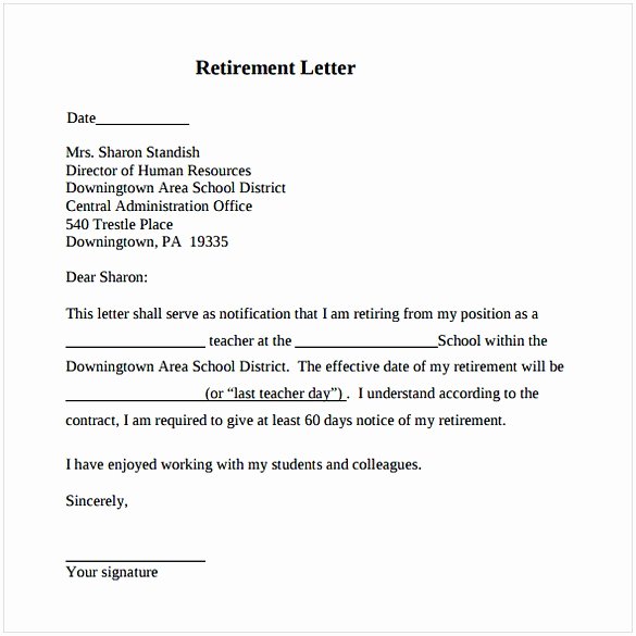 Retirement Letter to Employer Unique Retirement Letter to Employer