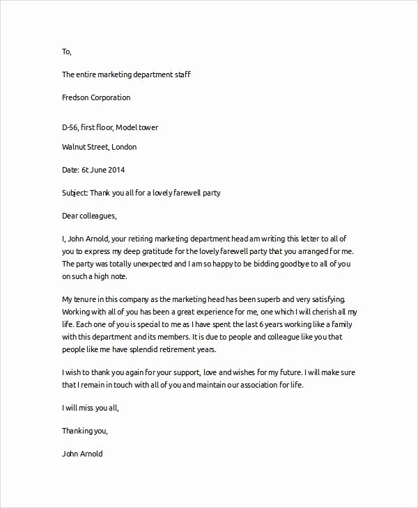 Retirement Thank You Letter Lovely Sample Thank You Letter 23 Documents In Pdf Word