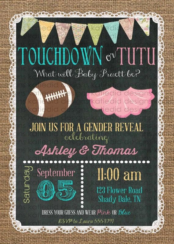Reveal Party Invitation Ideas Beautiful Gender Reveal Invitation touchdowns or Tutus Baby Shower