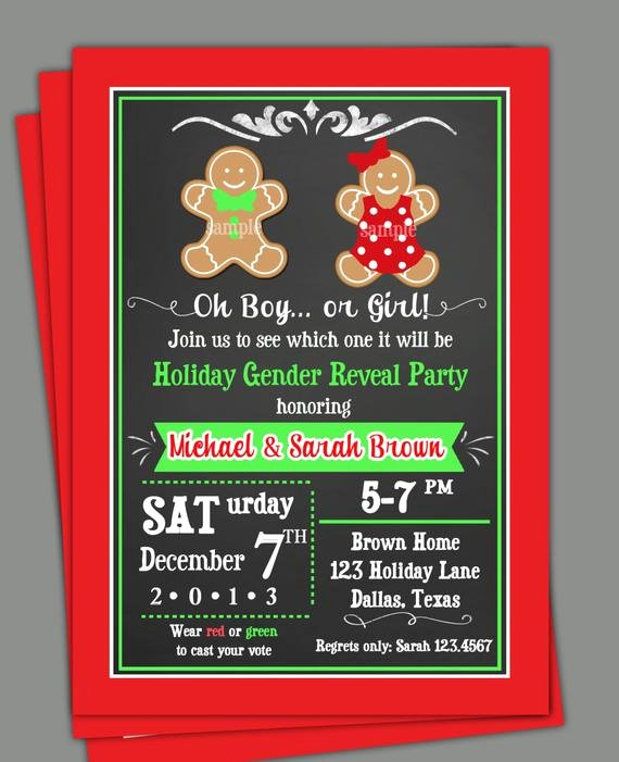 Reveal Party Invitation Ideas Luxury Christmas Gender Reveal Invitation Printable or Printed with