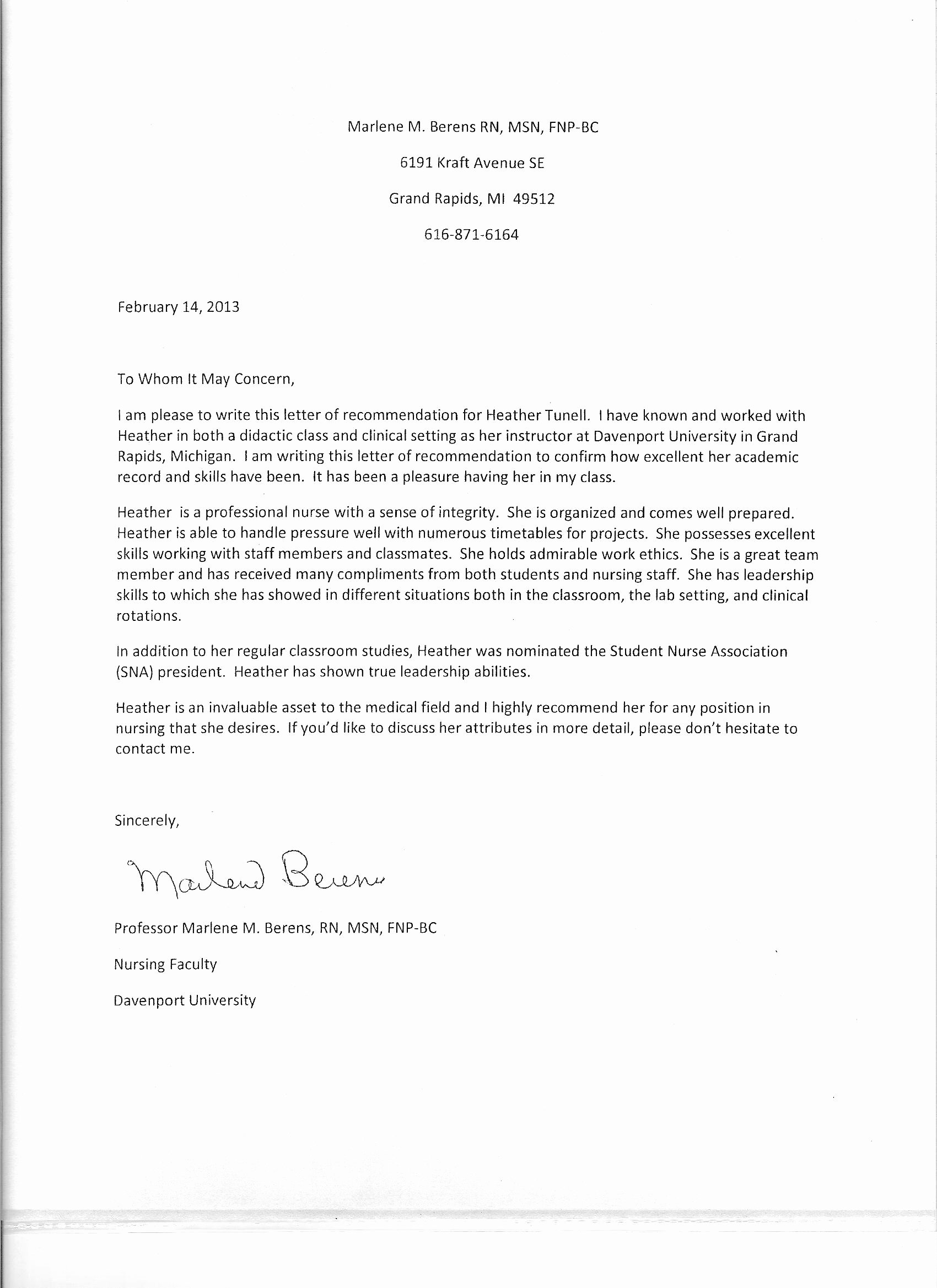 Rn Letter Of Recommendation Unique Certificates Awards and Reference Letters Nursing Portfolio