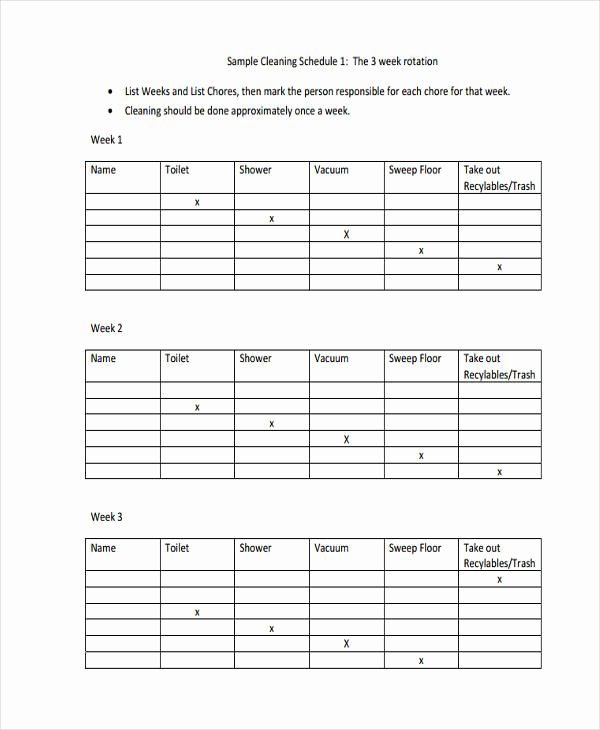 Rotating Chore Chart Template Awesome 9 Chore Chart Templates In Pdf
