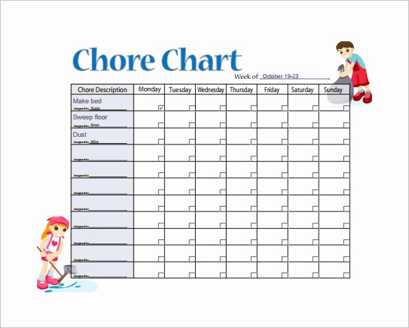 Rotating Chore Chart Template Awesome Weekly Chore Chart Template