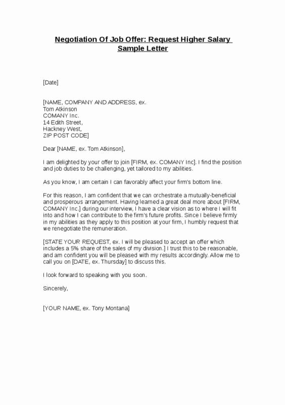 Salary Negotiation Letter to Employer Inspirational Salary Negotiation Letter Template