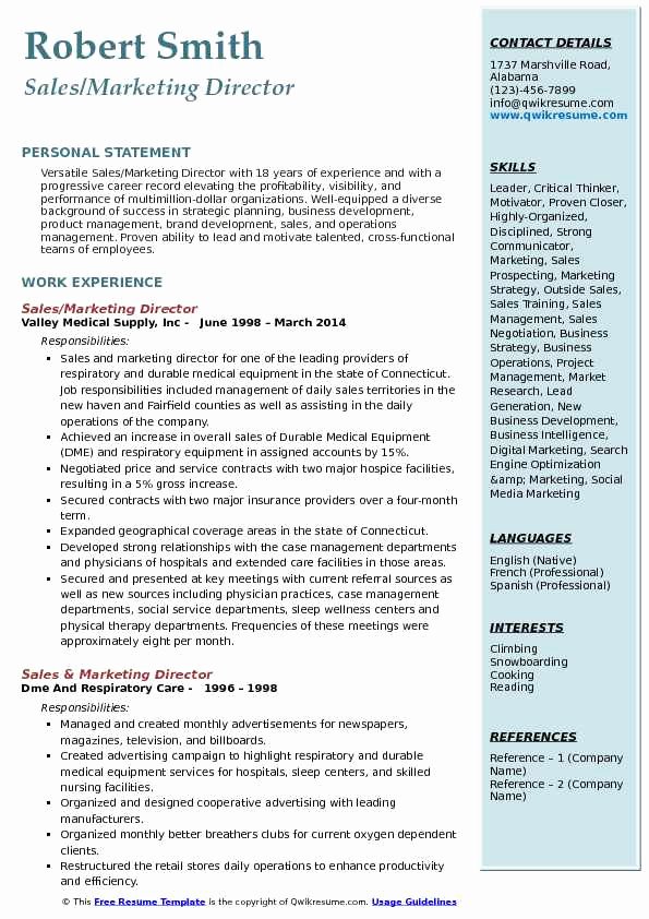 Sales and Marketing Resumes Samples Awesome Sales and Marketing Director Resume Samples