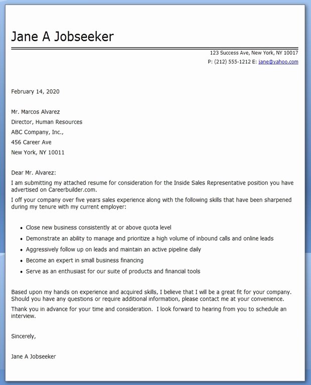 Sales Cover Letter Examples Elegant Cover Letter Examples Inside Sales Rep