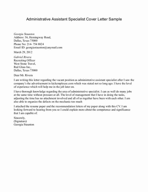 Sample Administrative assistant Cover Letter Inspirational 14 Sample Cover Letter Administrative assistant 13