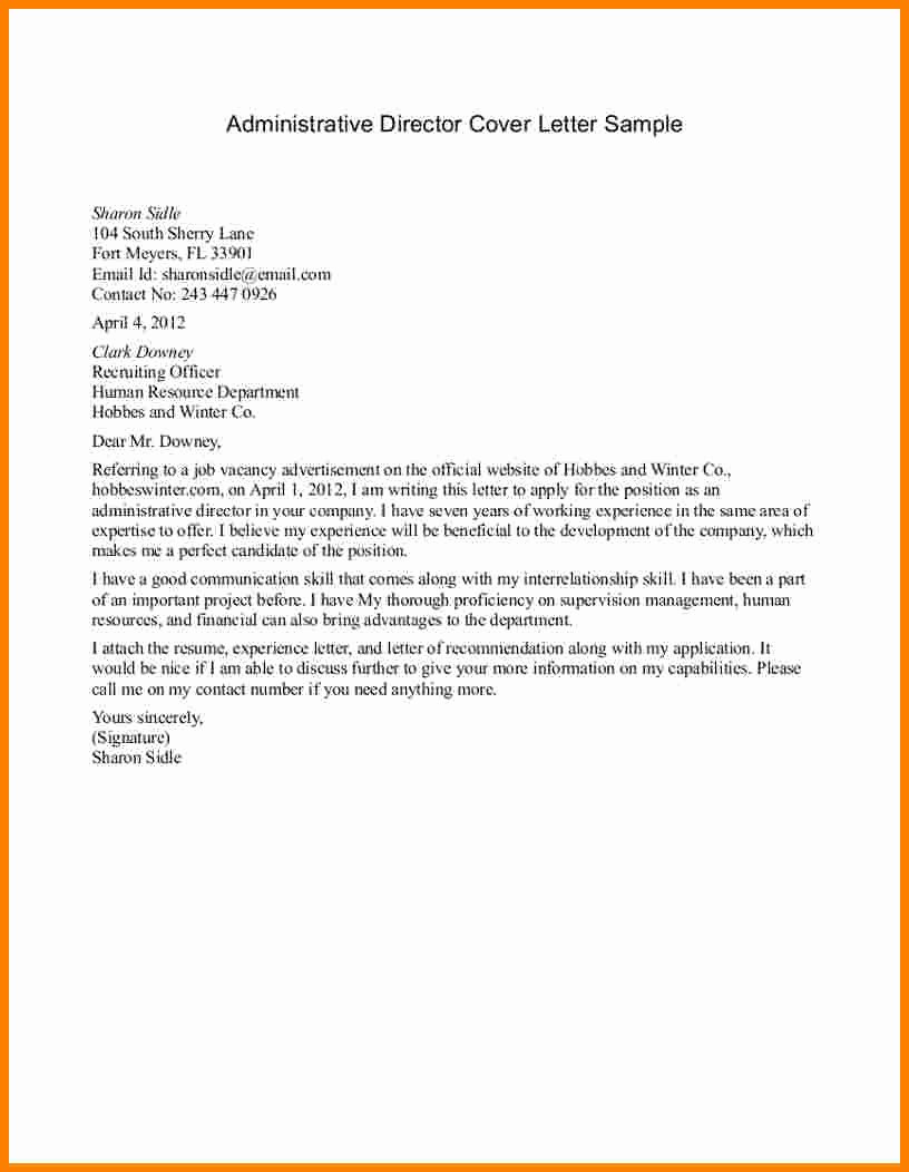 Sample Administrative Cover Letter Beautiful 6 Administrative Cover Letter Samples
