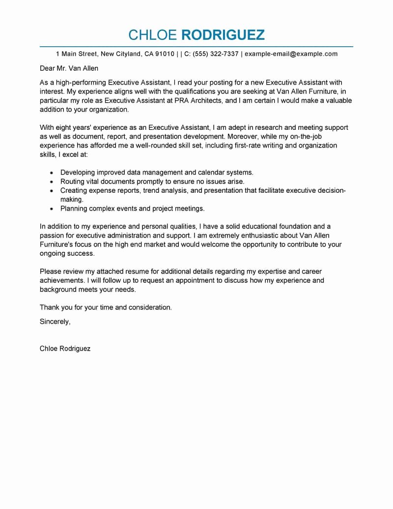 Sample Administrative Cover Letter Elegant Best Executive assistant Cover Letter Examples