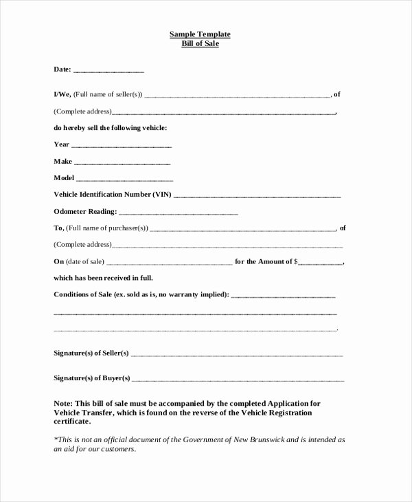 Sample Bill Of Sale Vehicle Luxury Sample Sales Receipt form 9 Free Documents In Pdf
