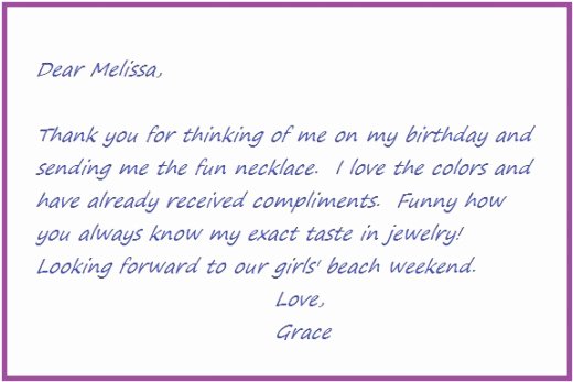 Sample Birthday Thank You Notes Unique Thank You Notes Samples and Tips