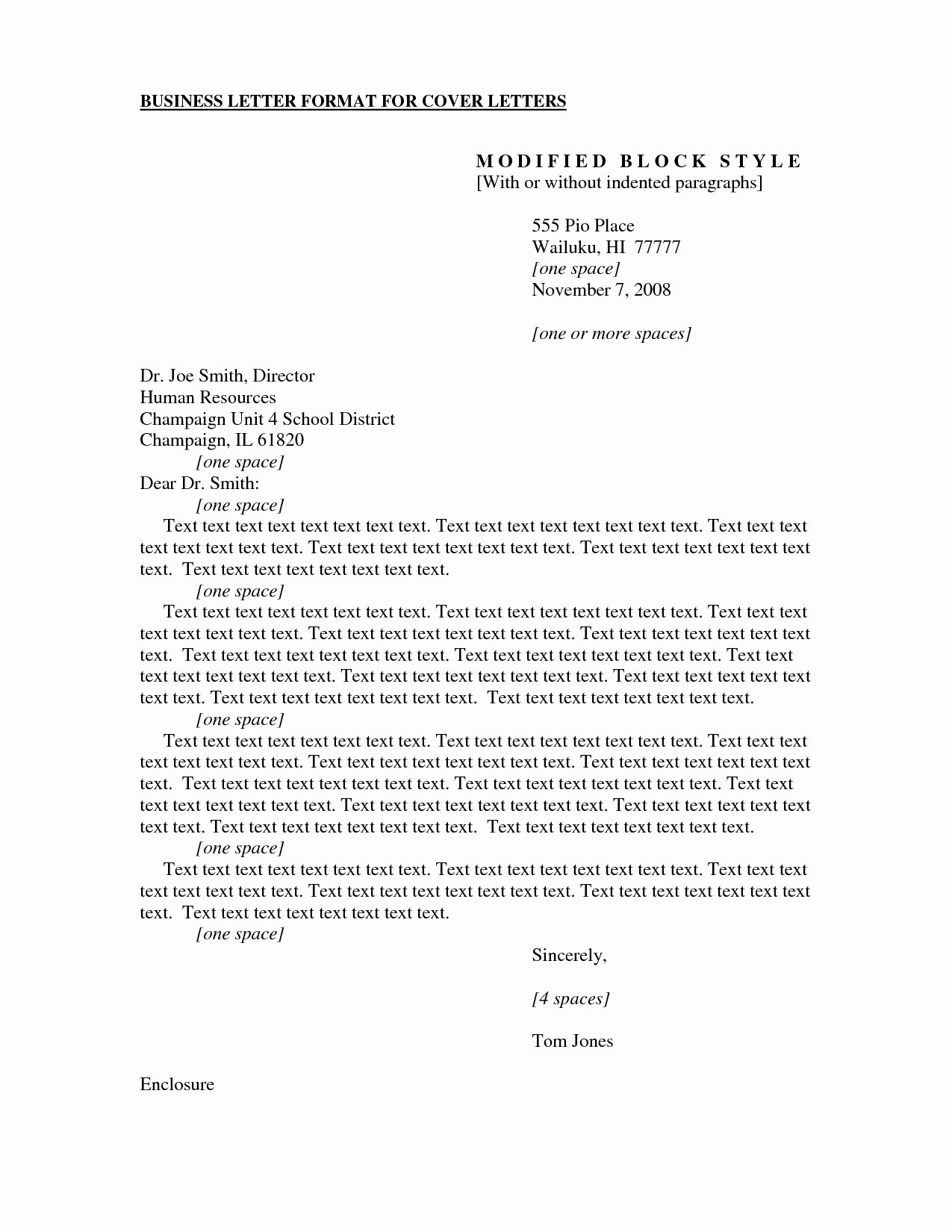 Sample Business Cover Letters Luxury formal Business Cover Letter format