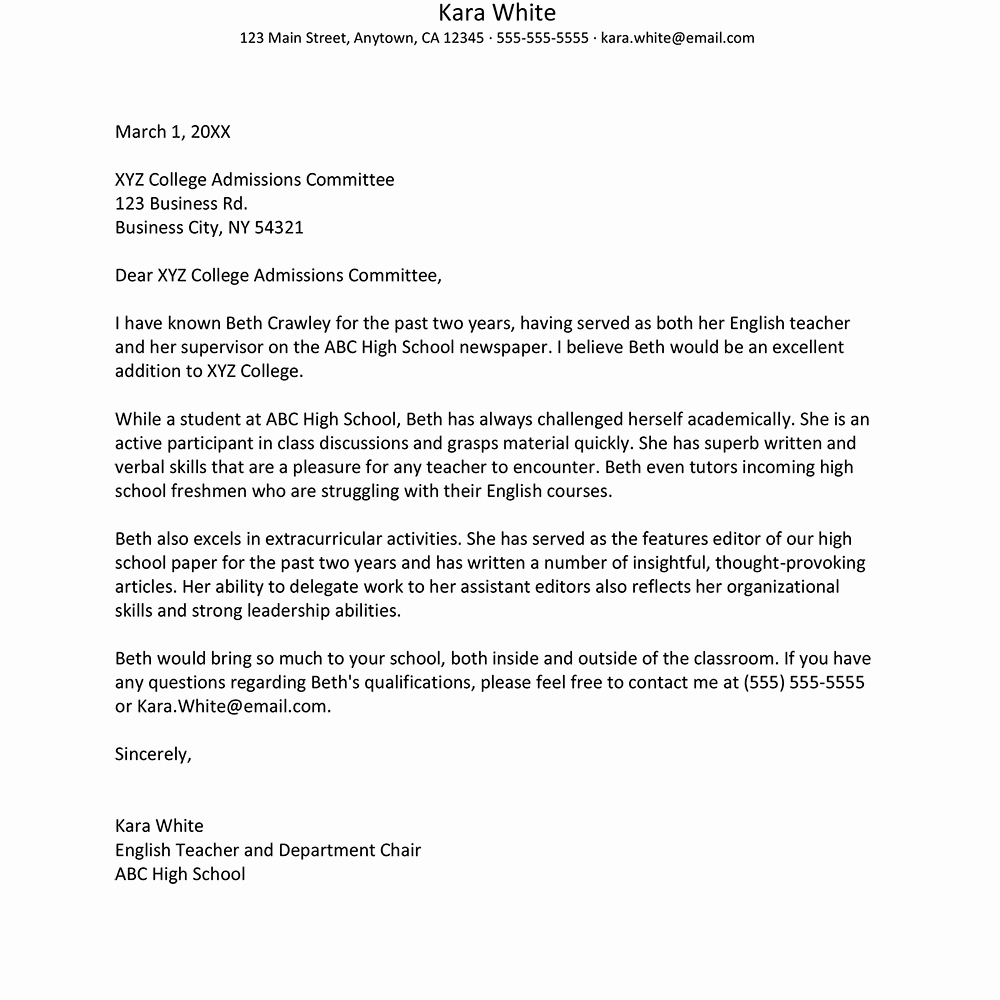 Sample College Recommendation Letter Awesome How to Write A Re Mendation Letter for College