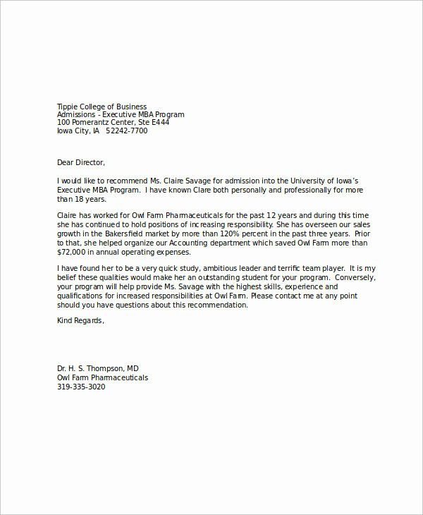 Sample College Recommendation Letter Lovely Examples Of Re Mendation Letter