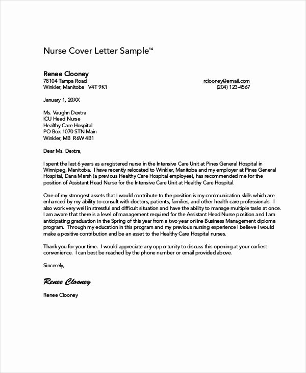 Sample Cover Letter for Nurse Elegant Nurse Cover Letters Samples