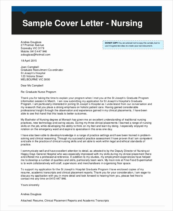 nursing cover letter examples