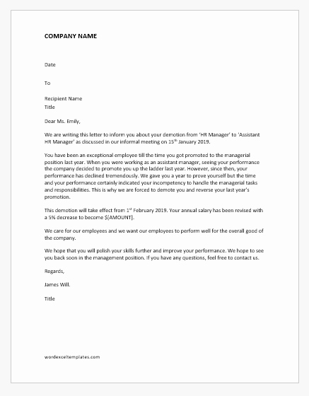 Sample Demotion Letter to Employee Beautiful Demotion Letters for Various Situations