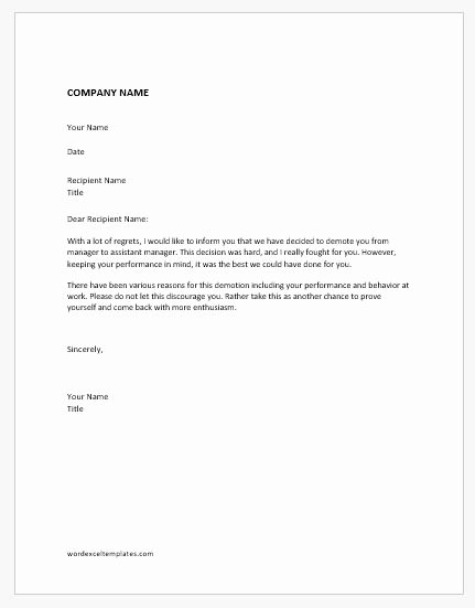 Sample Demotion Letter to Employee Beautiful Disciplinary Decision Of Demotion Of An Employee