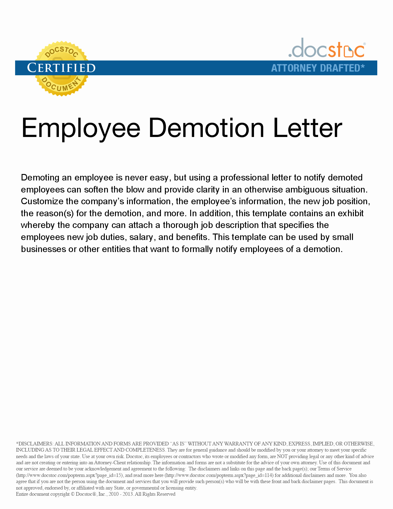 Demotion Letter Template