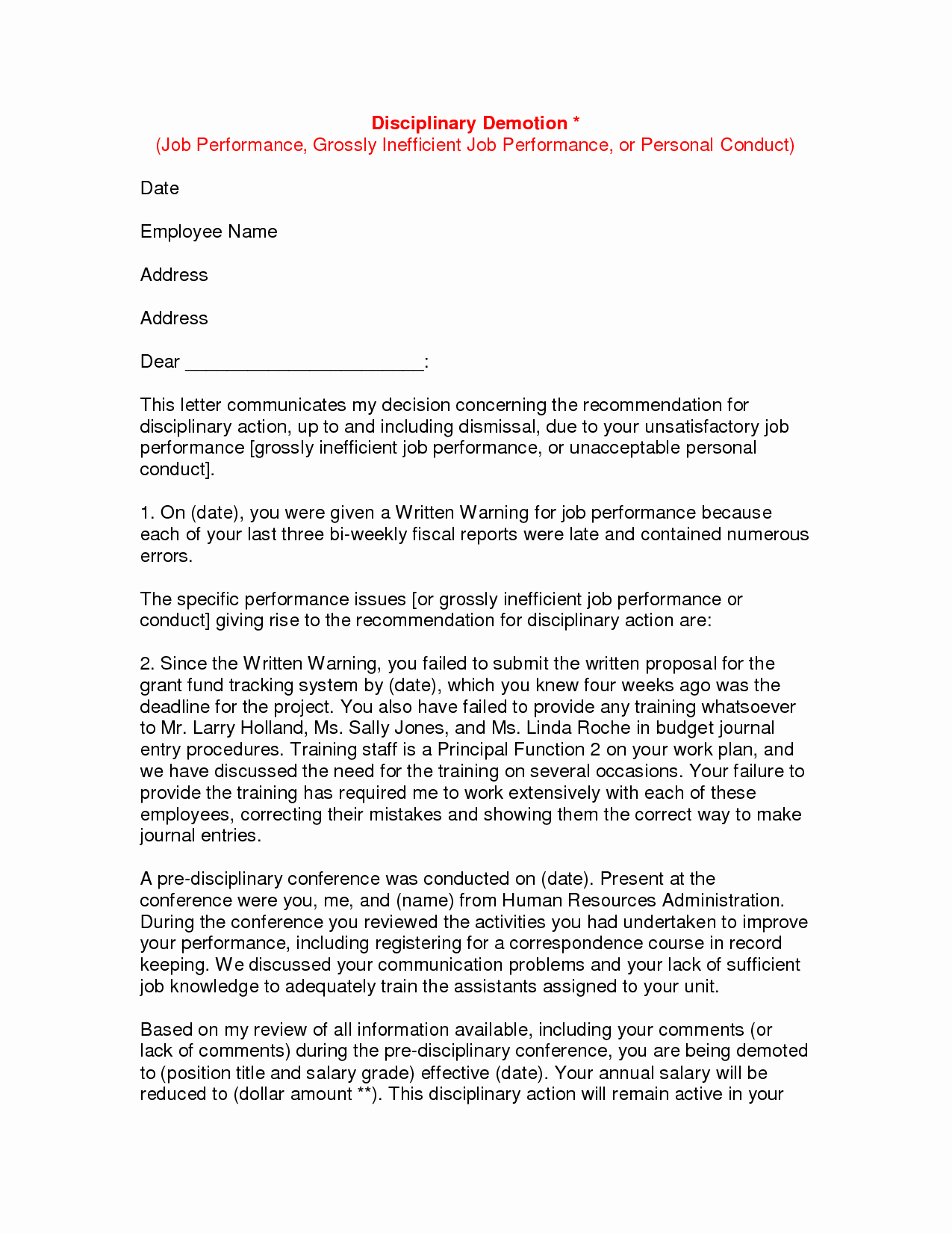 Sample Demotion Letter to Employee Elegant Request for Voluntary Demotion Letter Sample