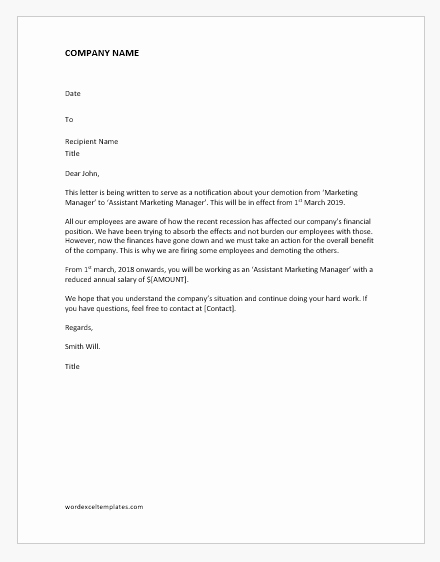 Sample Demotion Letter to Employee Lovely Demotion Letters for Various Situations