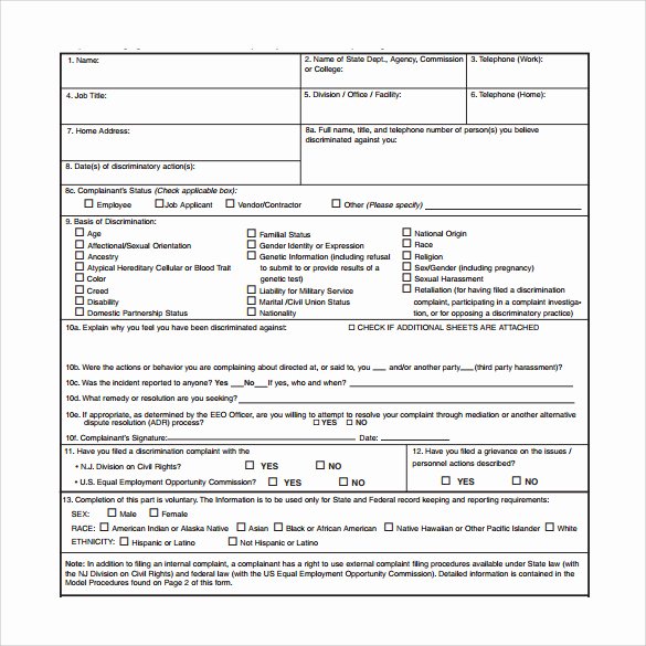 Sample Discrimination Complaint Letter Awesome Sample Eeoc Plaint forms 7 Download Free Documents