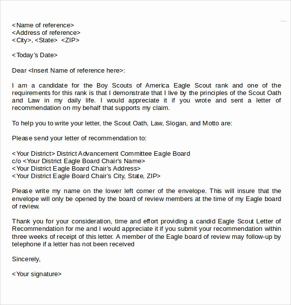 Sample Eagle Scout Recommendation Letter Elegant Sample Eagle Scout Letter Of Re Mendation 9 Download