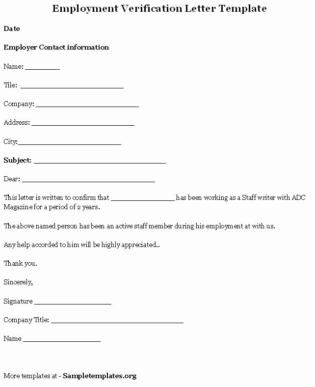 Sample Employee Verification Letter Elegant Free Printable Letter Employment Verification form