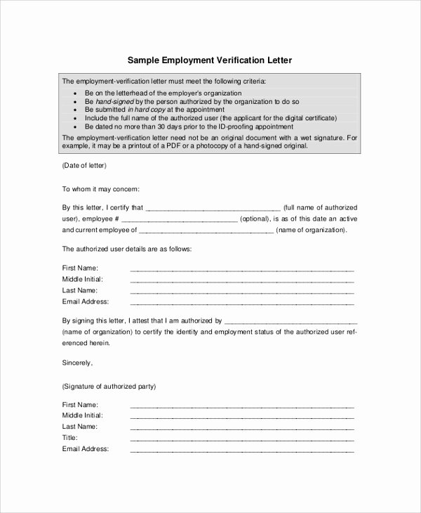 Sample Employee Verification Letter Luxury Employment Verification Letter Templates 7 Documents In