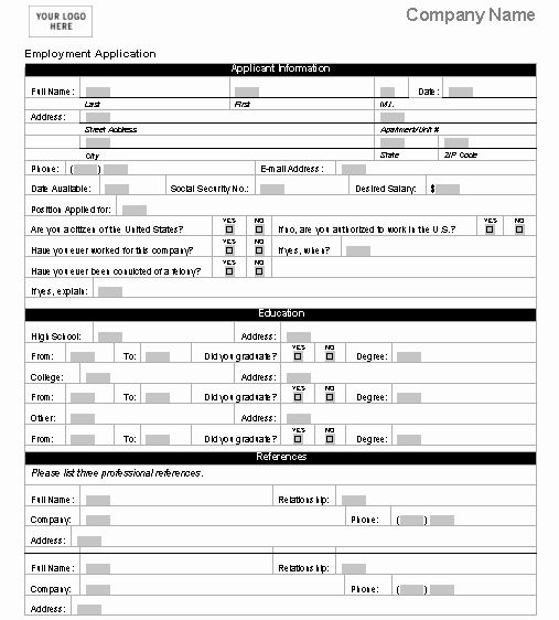 Sample Employment Application Word Beautiful Free Printable Job Application form Template form Generic