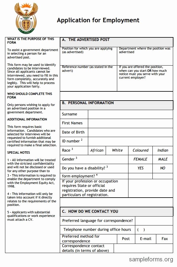 Sample Employment Application Word Best Of Employment Application Template Sample forms