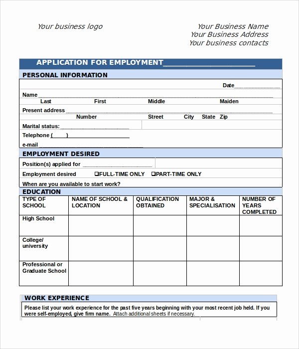 Sample Employment Application Word New Sample Employment Application form 8 Examples In Word Pdf