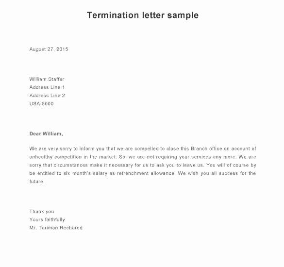 Sample Employment Termination Letter Luxury 9 Termination Letter Samples Sample Letters Word