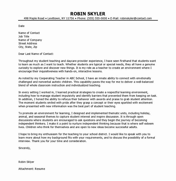 Sample Entry Level Cover Letters Lovely Cover Letter Sample Entry Level Teacher Teacher Cover Letter