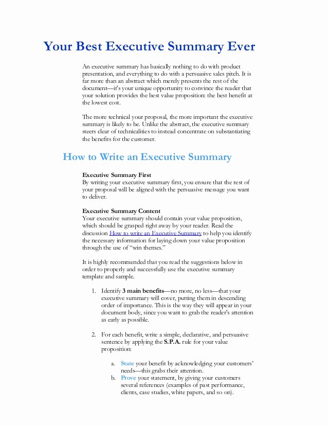 Sample Executive Summary Proposal Luxury Executive Summary