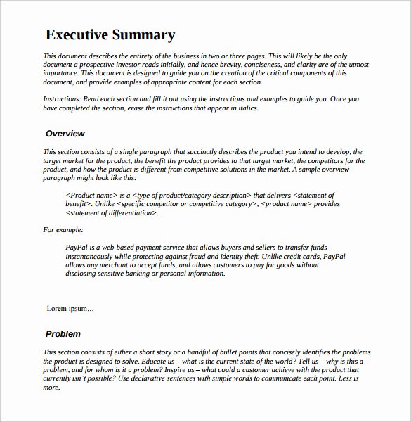 Sample Executive Summary Proposal Luxury Management Executive Summary Examples