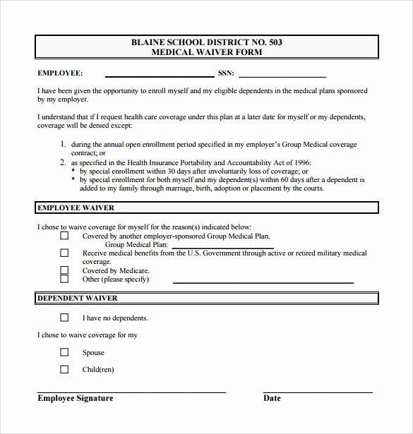 Sample forms In Word Awesome Sample Medical Waiver form 9 Download Free Documents In