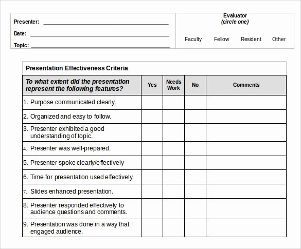 Sample forms In Word Elegant Presentation Evaluation forms – 8 Free Samples Examples
