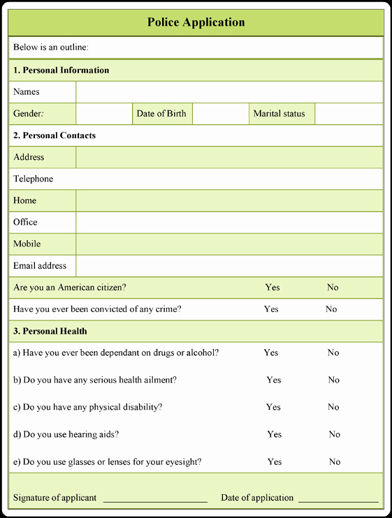 Sample forms In Word Luxury Police Application form – 3 Download Free Examples In